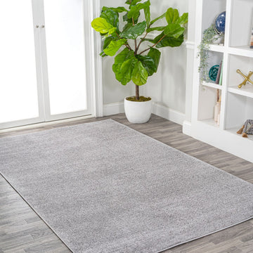 Haze Solid Low-pile Area Rug Light Gray